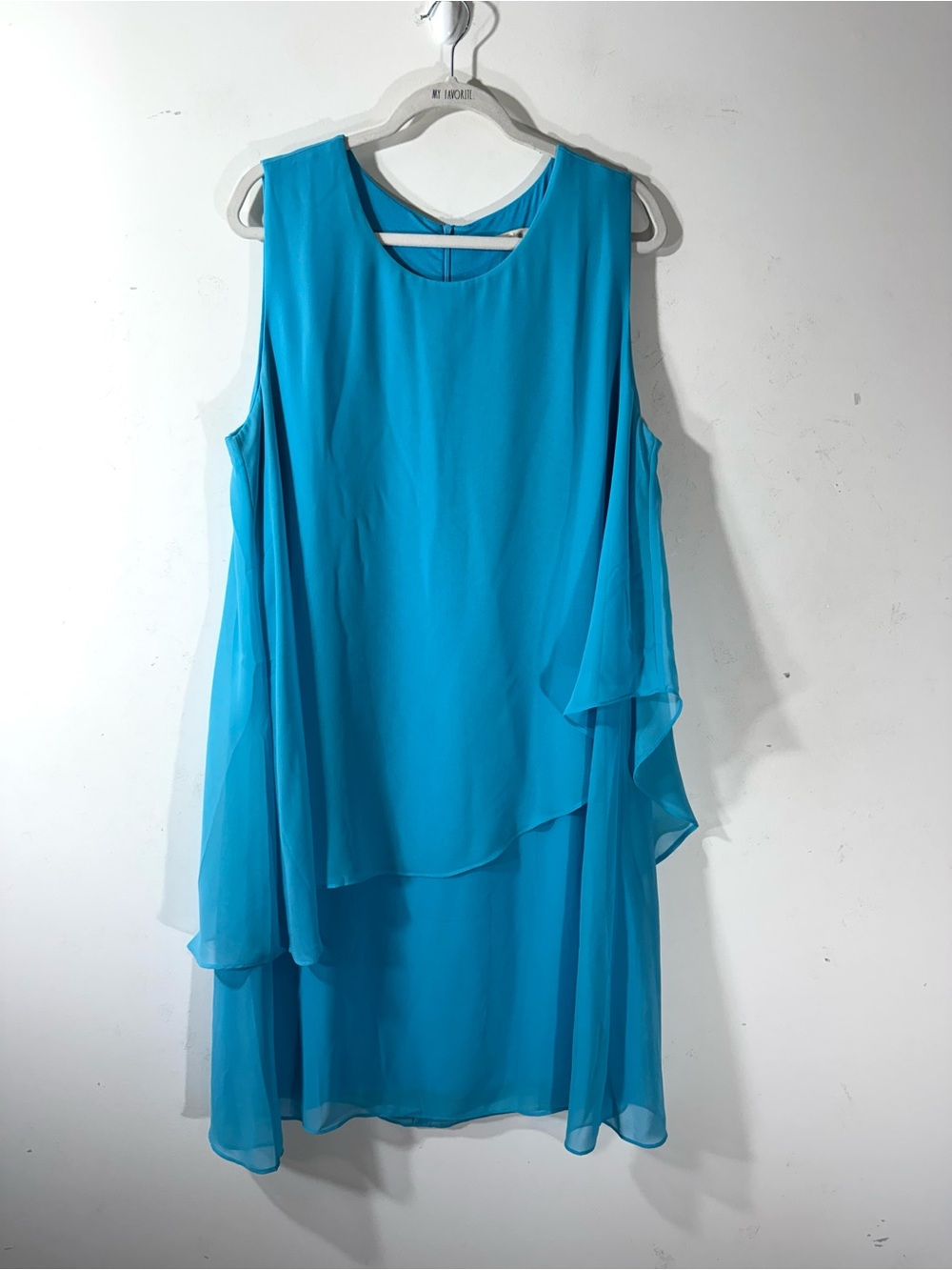 Soft Surroundings Ocean Drive Dress Sz XL blue chiffon overlay